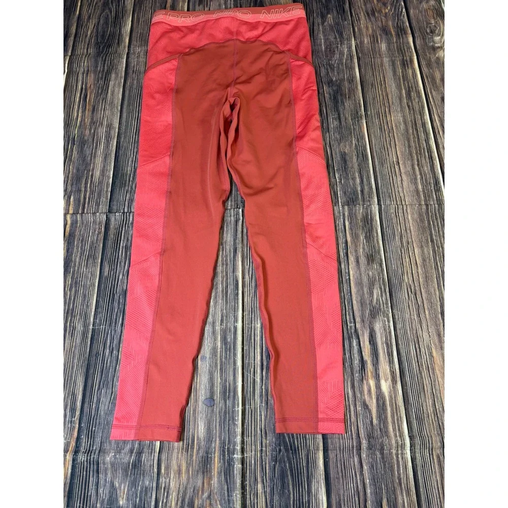 Nike Pro Dri-FIT High Waisted Leggings Womens M Red Rust Crop DX0063-655
